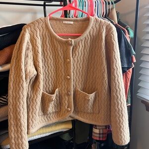 Wool blend cardigan with gold button detail